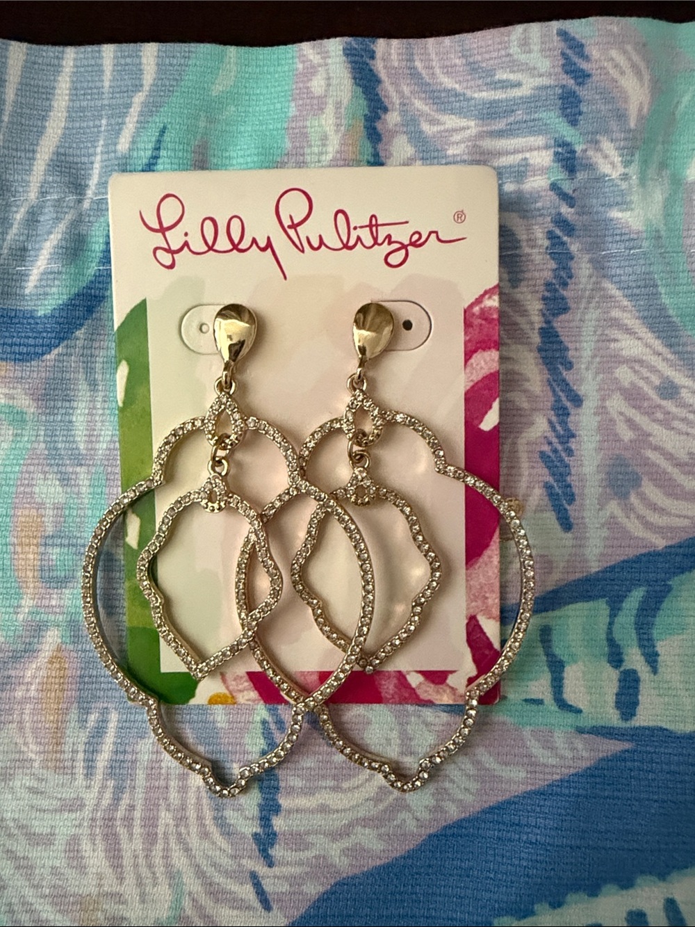 Lilly Pulitzer Gold-Tone Crystal Filigree Drop Earrings